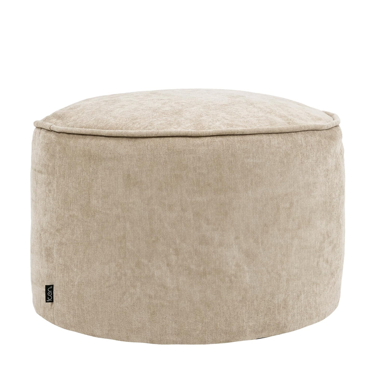 Icon Milano Hocker, Grau, Flauschiger Chenille Stoff, Samt Sitzsack, Sitzpuff, Pouf Hocker mit Füllung, Fußhocker für das Wohnzimmer, Deko Wohnzimmer
