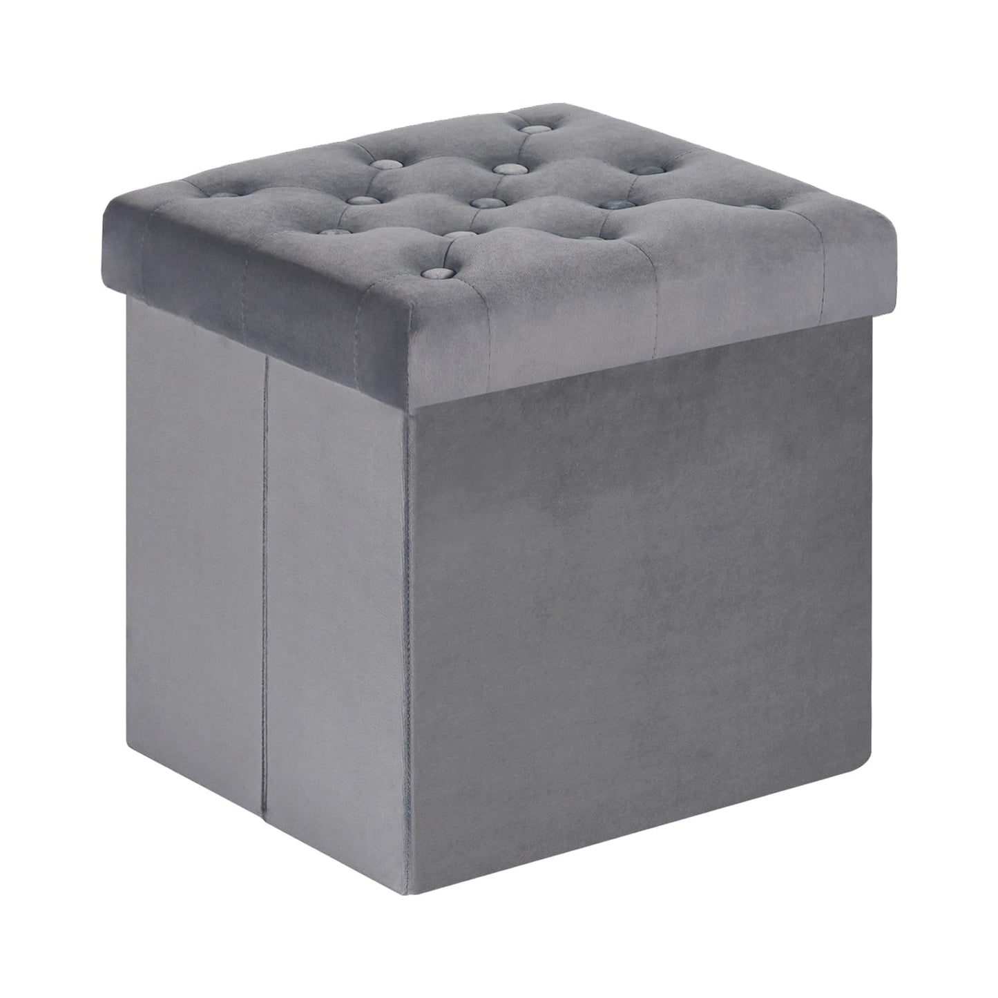 Bonlife Samt Faltbarer Hocker,Sitzhocker Samt Sitztruhe mit Stauraum Kinder,Aufbewahrungshocker mit Deckel,Fußhocker Gepolstert,Grün,40x40x40cm