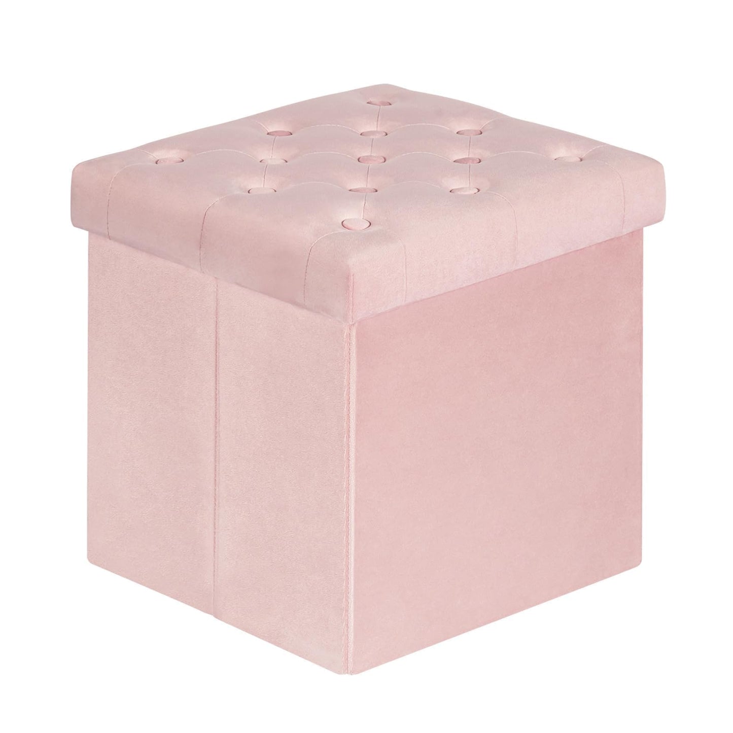 Bonlife Samt Faltbarer Hocker,Sitzhocker Samt Sitztruhe mit Stauraum Kinder,Aufbewahrungshocker mit Deckel,Fußhocker Gepolstert,Grün,40x40x40cm