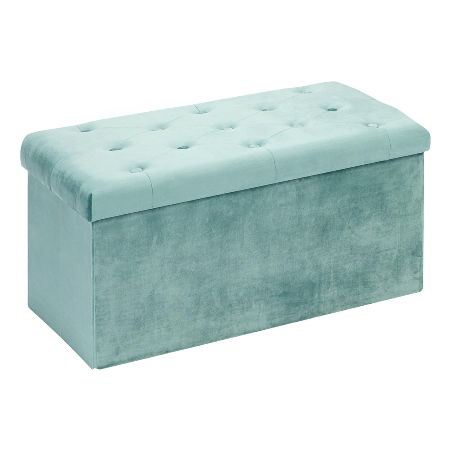 Bonlife Samt Faltbarer Hocker,Sitzhocker Samt Sitztruhe mit Stauraum Kinder,Aufbewahrungshocker mit Deckel,Fußhocker Gepolstert,Grün,40x40x40cm