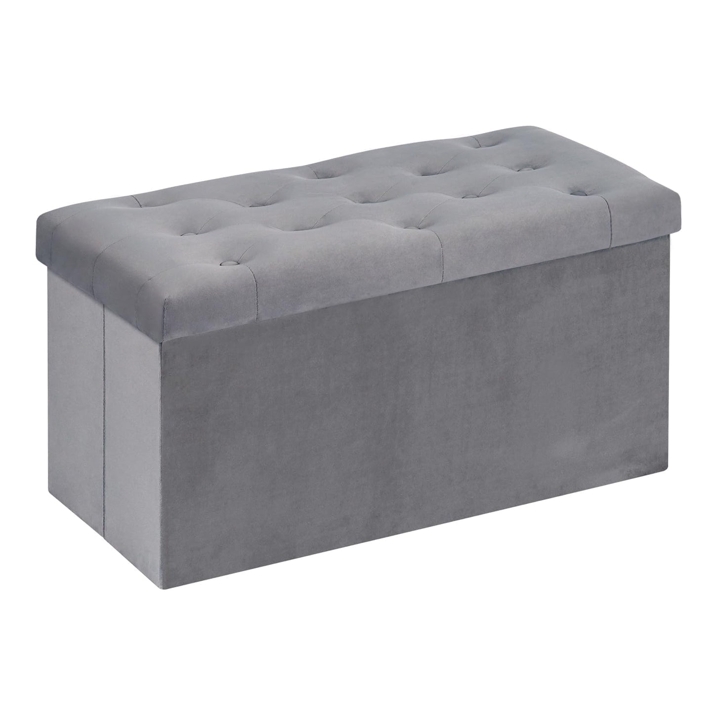 Bonlife Samt Faltbarer Hocker,Sitzhocker Samt Sitztruhe mit Stauraum Kinder,Aufbewahrungshocker mit Deckel,Fußhocker Gepolstert,Grün,40x40x40cm