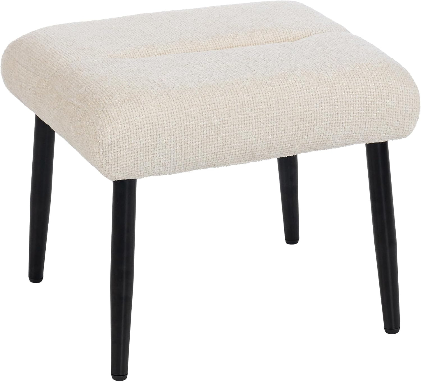 HOMCOM Sitzhocker Hocker mit weichem Sitzkissen Stahlbeinen Fußhocker mit Chenille-Stoff Polsterhocker Ottoman für Schlafzimmer, Wohnzimmer, Cremeweiß