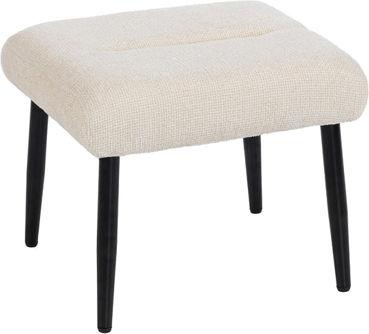 HOMCOM Sitzhocker Hocker mit weichem Sitzkissen Stahlbeinen Fußhocker mit Chenille-Stoff Polsterhocker Ottoman für Schlafzimmer, Wohnzimmer, Cremeweiß