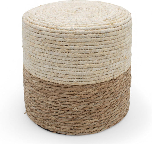 Spetebo Seegras Sitzhocker Vintage Natur - 30 cm - Naturfaser Boho Sitzpouf - Jute Fußhocker Pouf als Hocker Fußablage Tritthocker Sitzkissen Fußkissen Sitzgelegenheit