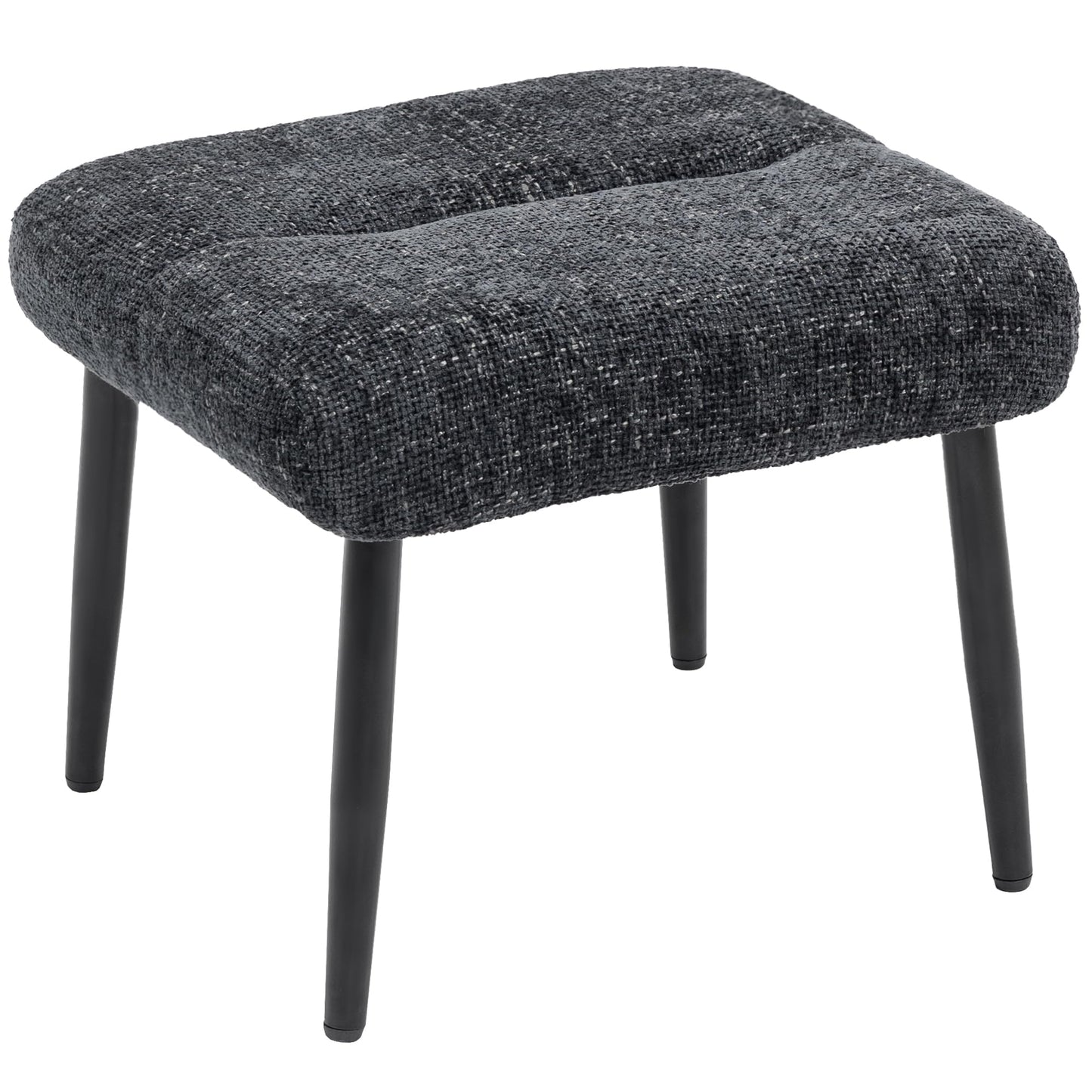 HOMCOM Sitzhocker Hocker mit weichem Sitzkissen Stahlbeinen Fußhocker mit Chenille-Stoff Polsterhocker Ottoman für Schlafzimmer, Wohnzimmer, Cremeweiß