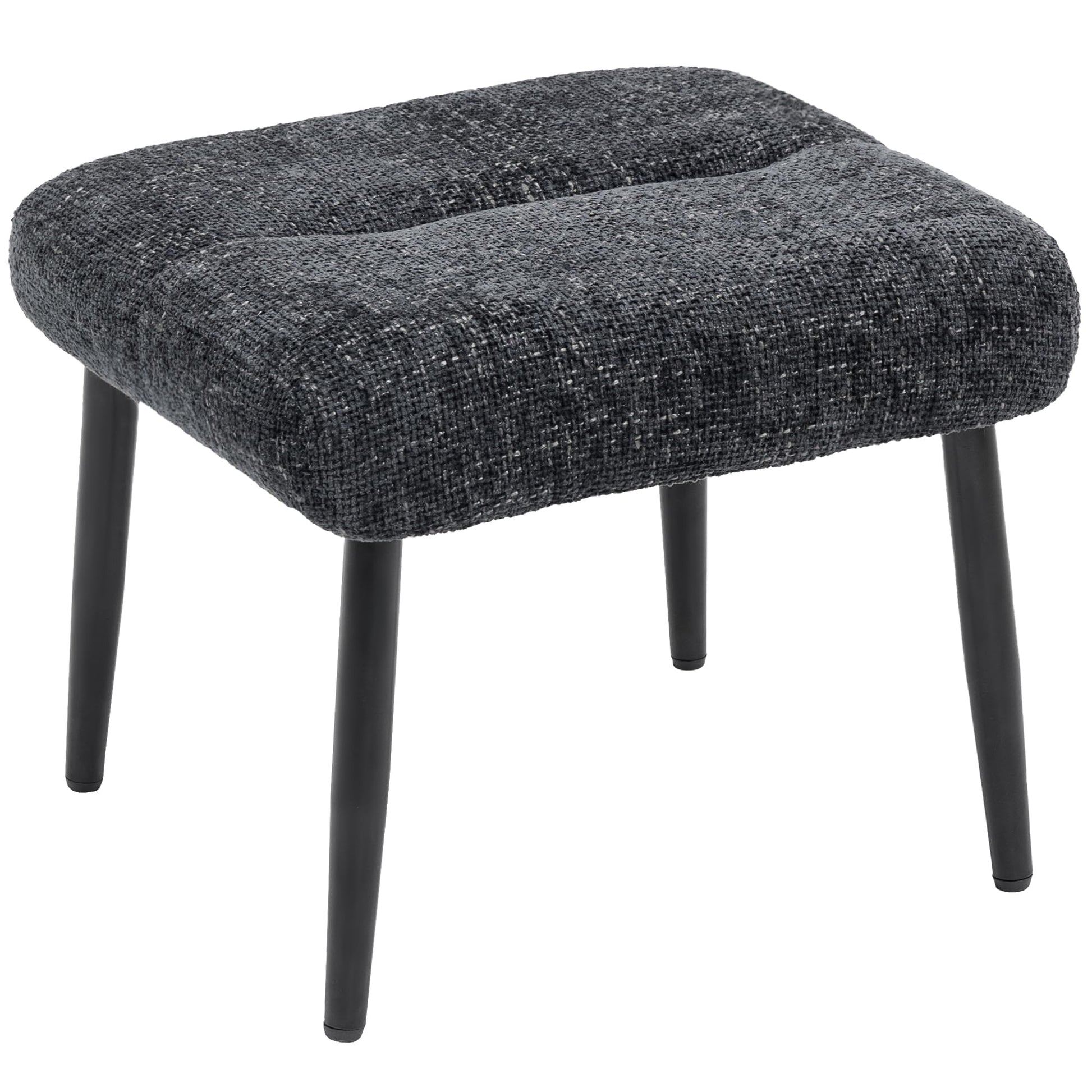 HOMCOM Sitzhocker Hocker mit weichem Sitzkissen Stahlbeinen Fußhocker mit Chenille-Stoff Polsterhocker Ottoman für Schlafzimmer, Wohnzimmer, Cremeweiß