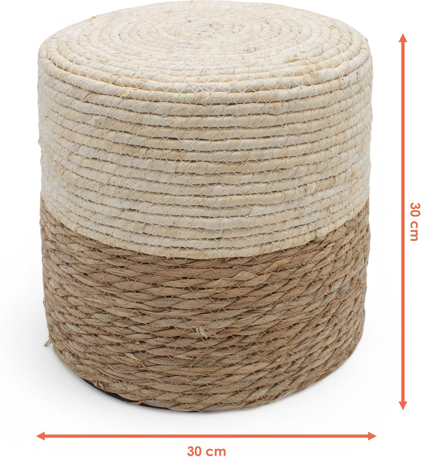 Spetebo Seegras Sitzhocker Vintage Natur - 30 cm - Naturfaser Boho Sitzpouf - Jute Fußhocker Pouf als Hocker Fußablage Tritthocker Sitzkissen Fußkissen Sitzgelegenheit
