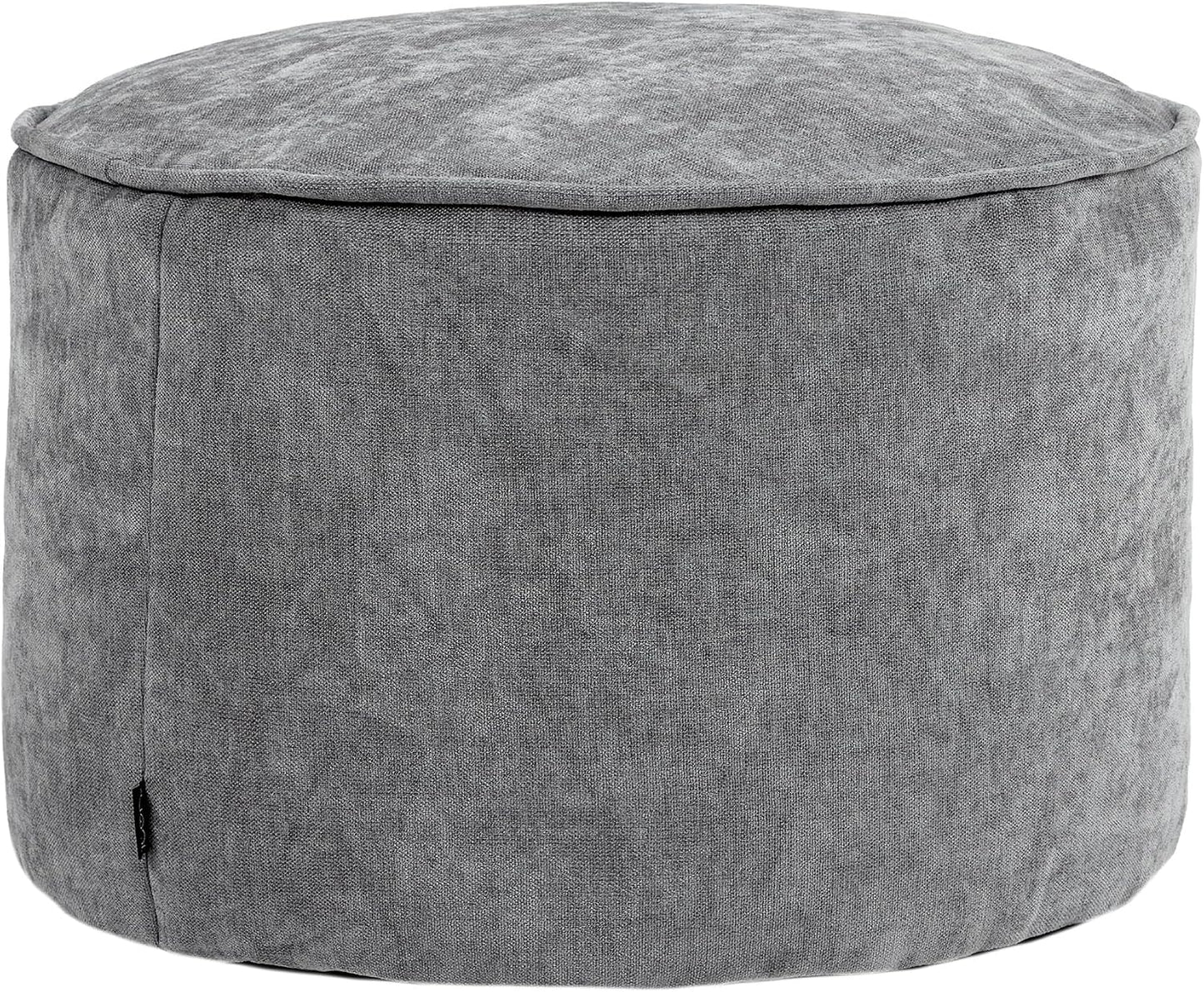 Icon Milano Hocker, Grau, Flauschiger Chenille Stoff, Samt Sitzsack, Sitzpuff, Pouf Hocker mit Füllung, Fußhocker für das Wohnzimmer, Deko Wohnzimmer