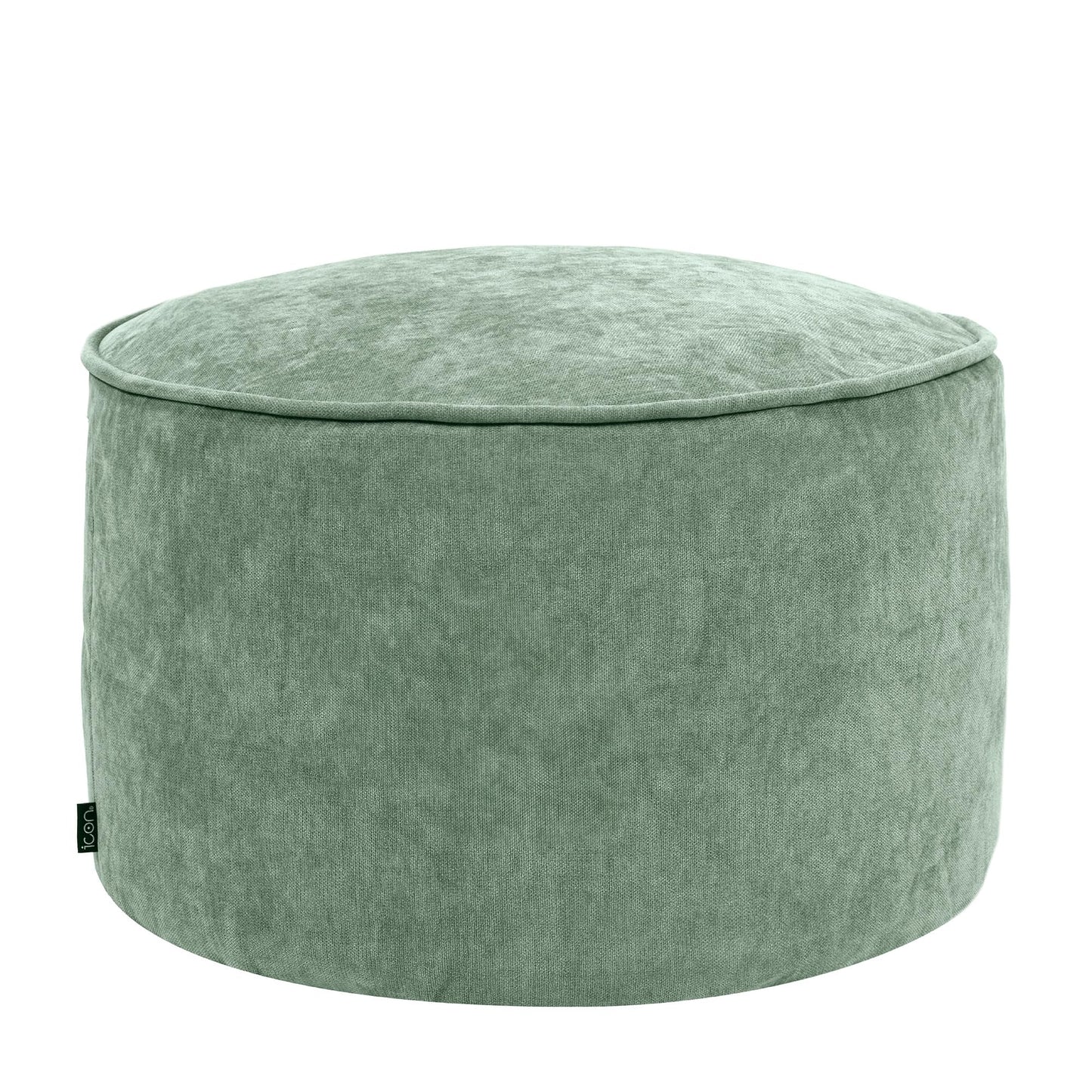 Icon Milano Hocker, Grau, Flauschiger Chenille Stoff, Samt Sitzsack, Sitzpuff, Pouf Hocker mit Füllung, Fußhocker für das Wohnzimmer, Deko Wohnzimmer