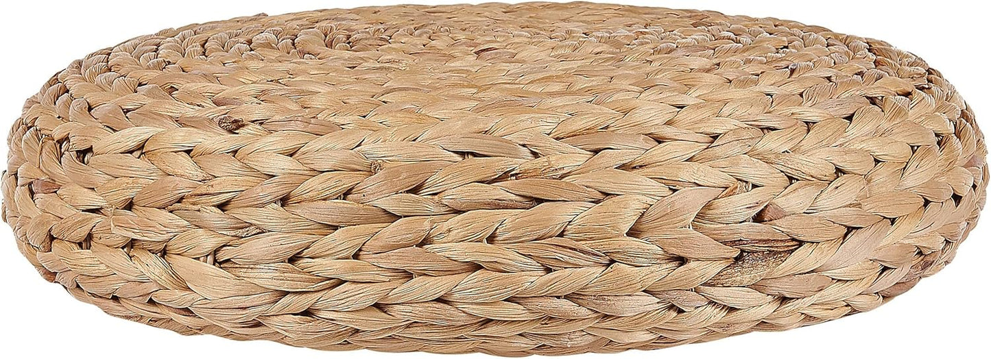 Beliani Pouf Natur ⌀ 40 cm Hocker aus Wasserhyazinthen im Boho-Stil Wahoo