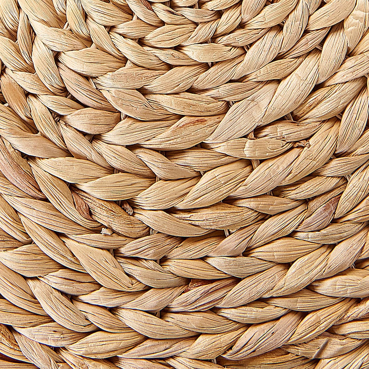 Beliani Pouf Natur ⌀ 40 cm Hocker aus Wasserhyazinthen im Boho-Stil Wahoo